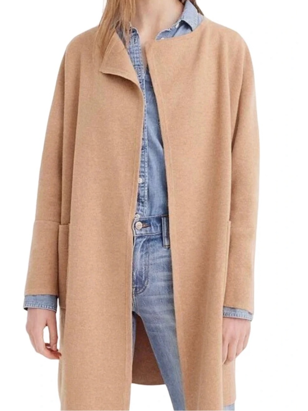 J CREW HEATHER KHAKI JULIETTE COLLARLESS SWEATER CARDIGAN XS